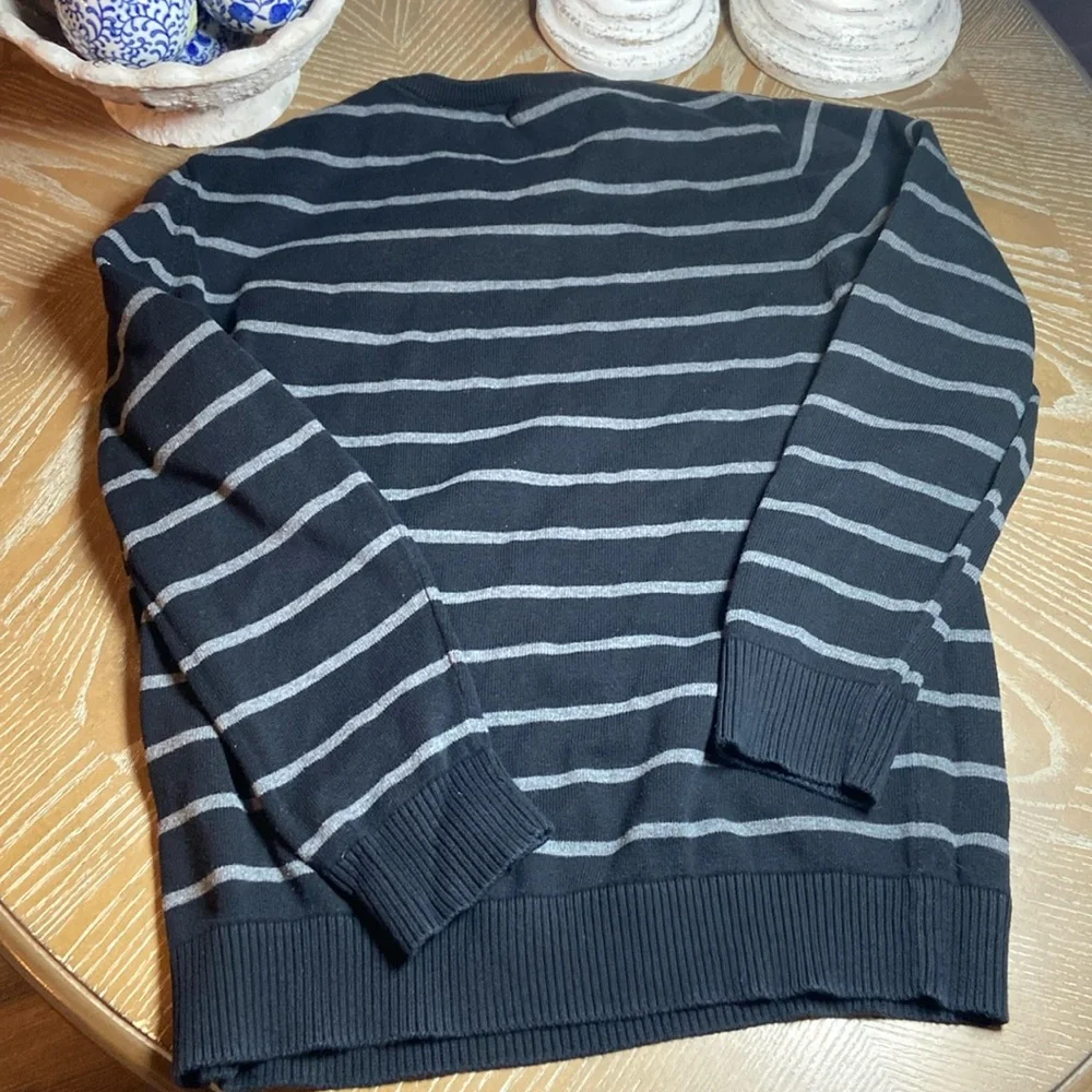 Big Boys Black & Charcoal Gray Striped Crewneck Sweater
